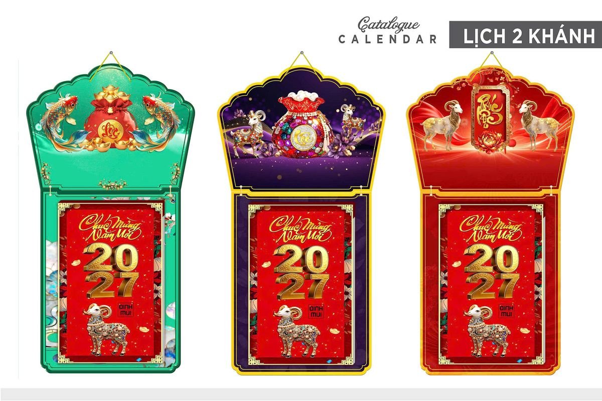 Lịch Khánh Gỗ Lamina 2 Đầu 2027 LM2D_003 - Quà Tặng Thủy Tinh
