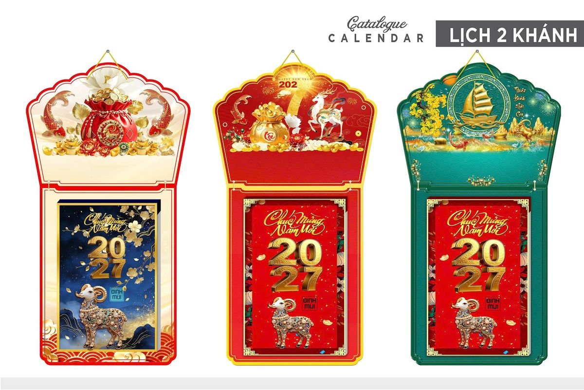 Lịch Khánh Gỗ Lamina 2 Đầu 2027 LM2D_005 - Quà Tặng Thủy Tinh