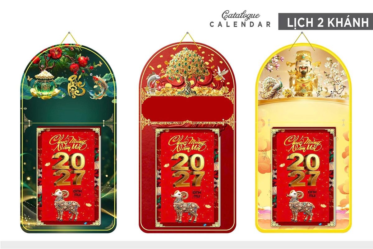 Lịch Khánh Gỗ Lamina 2 Đầu 2027 LM2D_013 - Quà Tặng Thủy Tinh