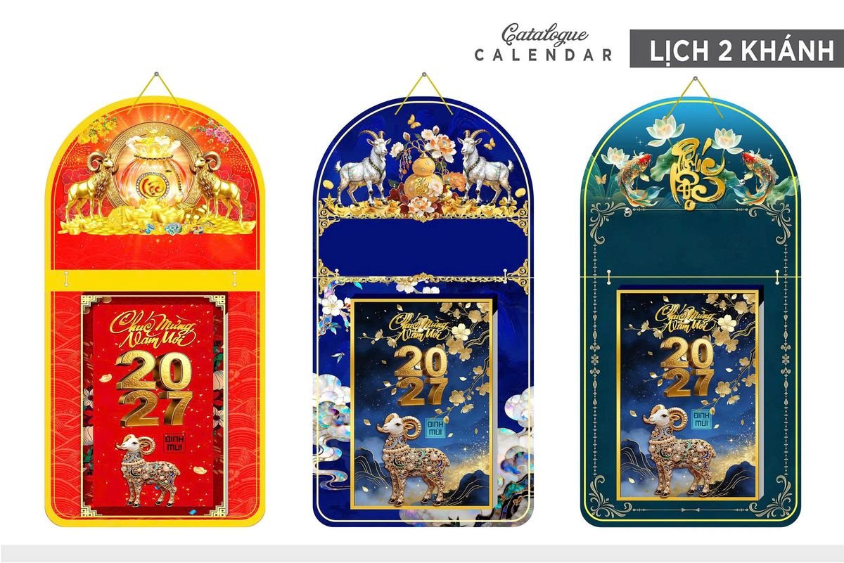Lịch Khánh Gỗ Lamina 2 Đầu 2027 LM2D_014 - Quà Tặng Thủy Tinh