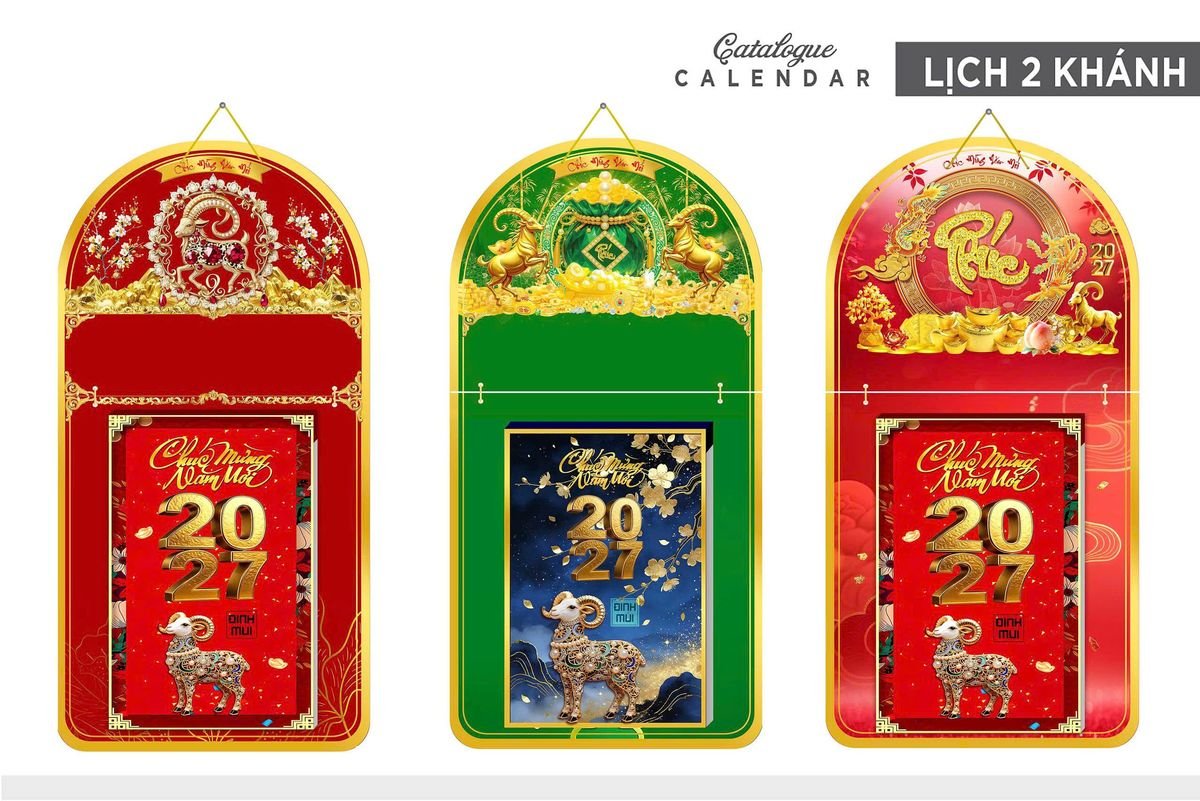 Lịch Khánh Gỗ Lamina 2 Đầu 2027 LM2D_015 - Quà Tặng Thủy Tinh