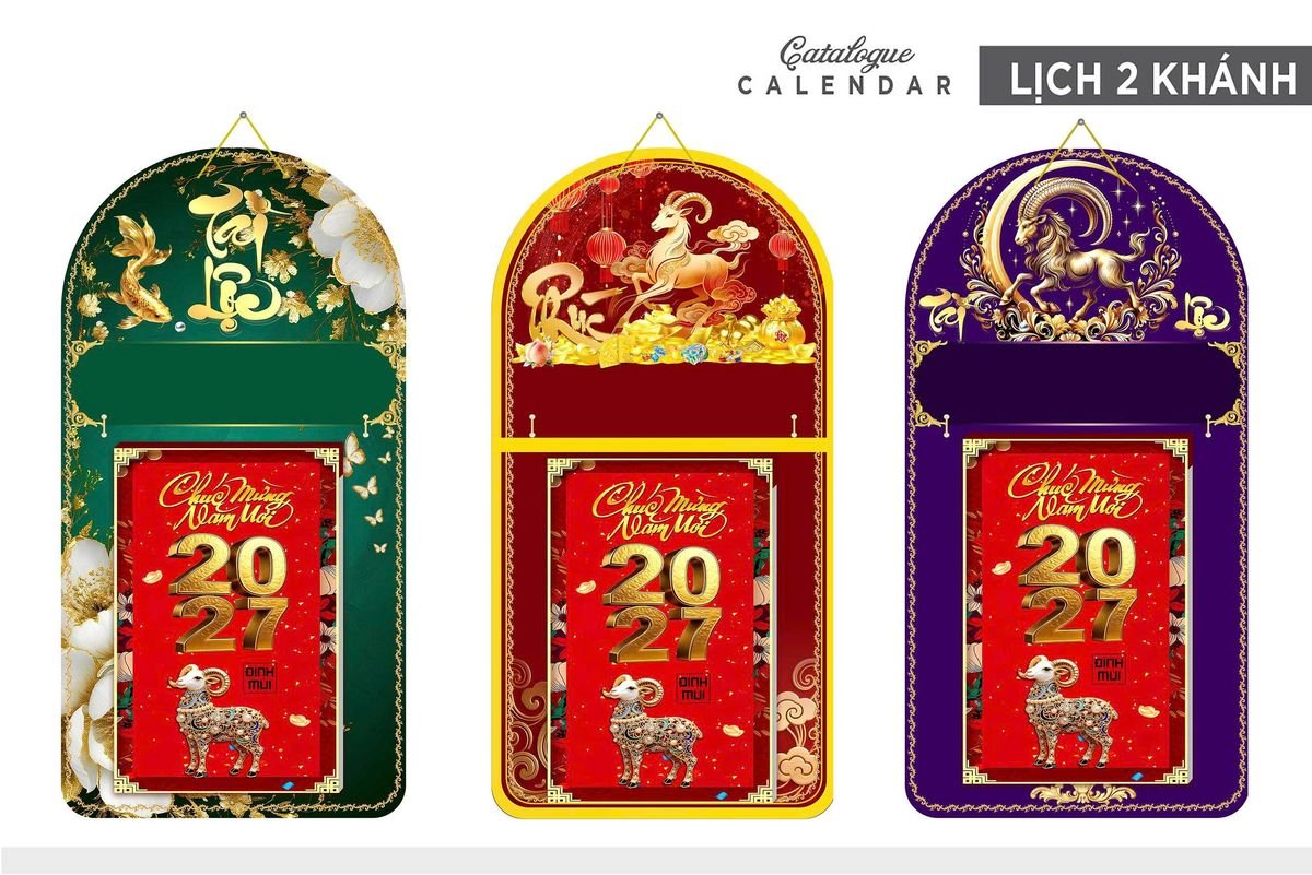 Lịch Khánh Gỗ Lamina 2 Đầu 2027 LM2D_016 - Quà Tặng Thủy Tinh
