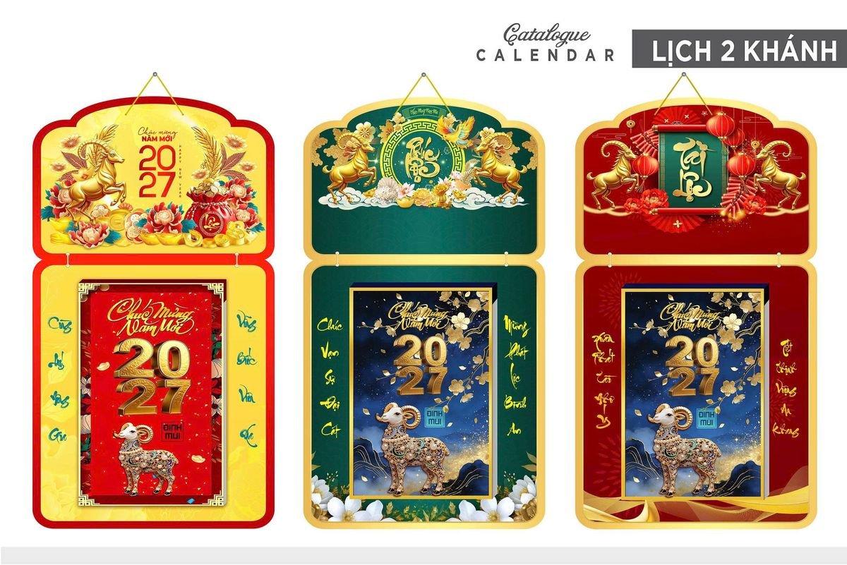 Lịch Khánh Gỗ Lamina 2 Đầu 2027 LM2D_028 - Quà Tặng Thủy Tinh
