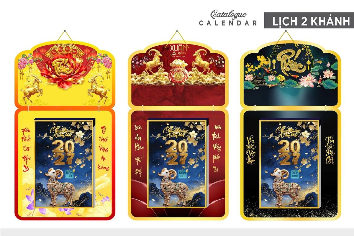 Lịch Khánh Gỗ Lamina 2 Đầu 2027 LM2D_029 - Quà Tặng Thủy Tinh