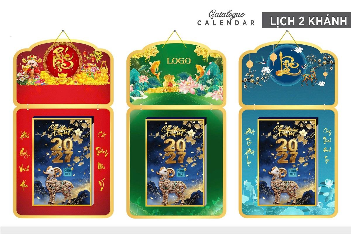 Lịch Khánh Gỗ Lamina 2 Đầu 2027 LM2D_030 - Quà Tặng Thủy Tinh