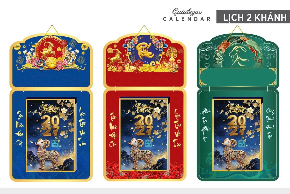 Lịch Khánh Gỗ Lamina 2 Đầu 2027 LM2D_031 - Quà Tặng Thủy Tinh