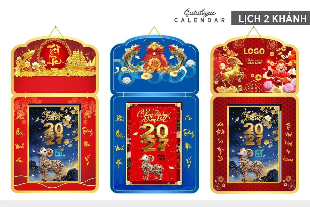 Lịch Khánh Gỗ Lamina 2 Đầu 2027 LM2D_032 - Quà Tặng Thủy Tinh