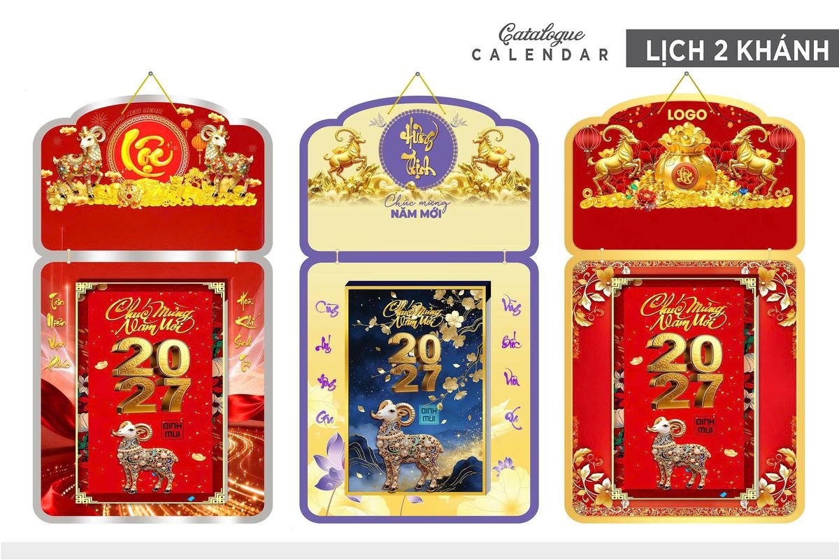 Lịch Khánh Gỗ Lamina 2 Đầu 2027 LM2D_033 - Quà Tặng Thủy Tinh