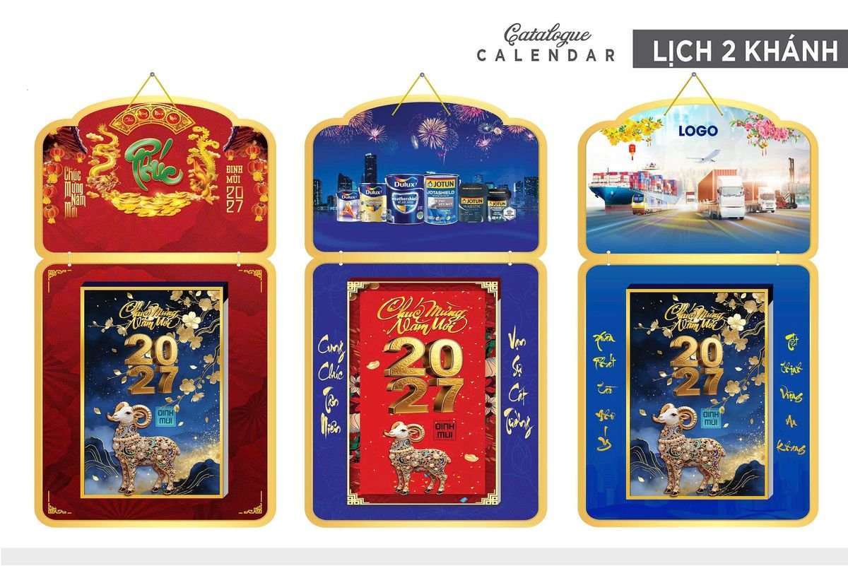 Lịch Khánh Gỗ Lamina 2 Đầu 2027 LM2D_034 - Quà Tặng Thủy Tinh