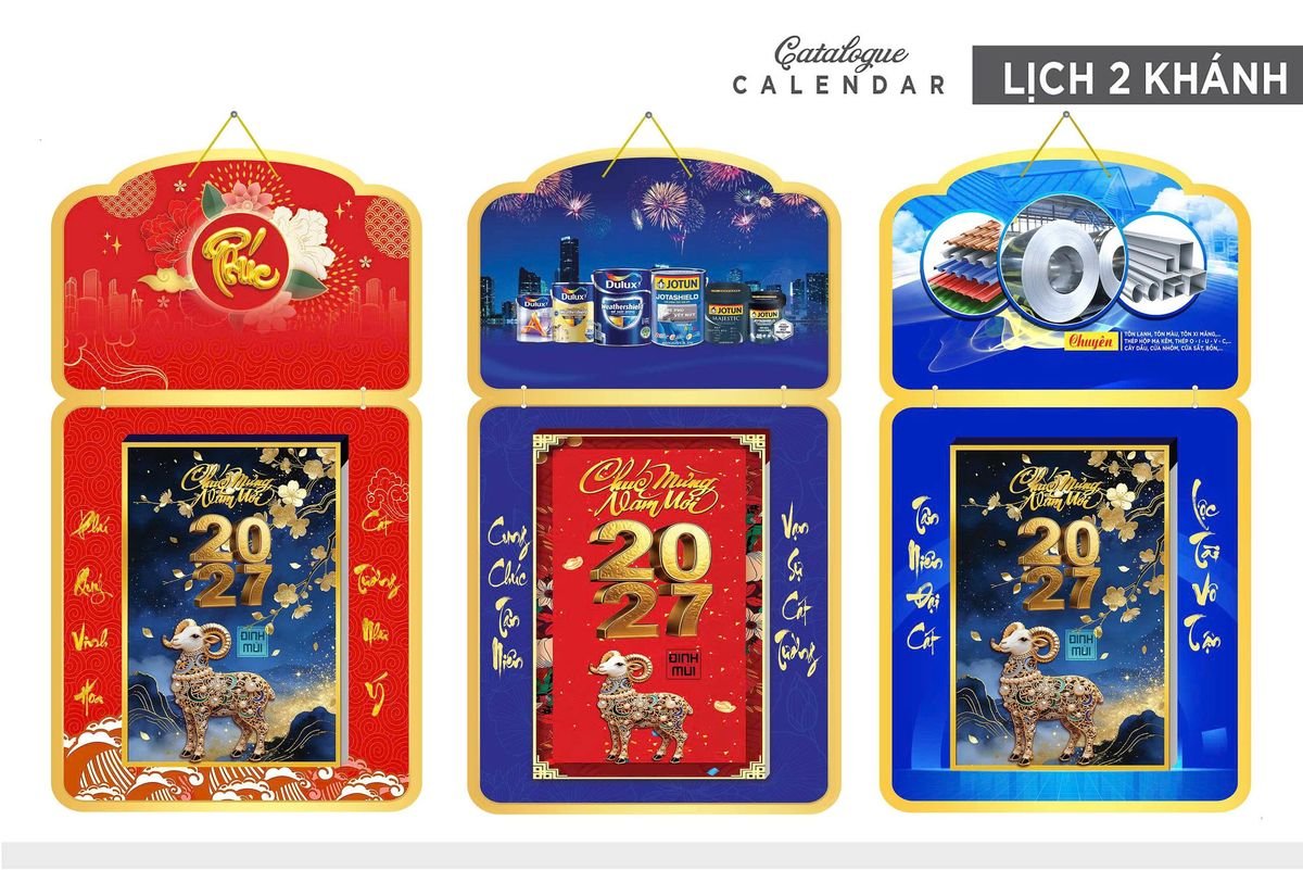 Lịch Khánh Gỗ Lamina 2 Đầu 2027 LM2D_035 - Quà Tặng Thủy Tinh