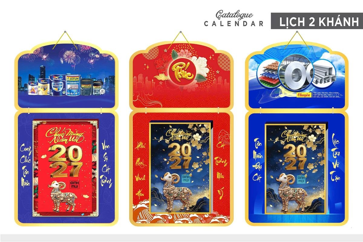 Lịch Khánh Gỗ Lamina 2 Đầu 2027 LM2D_036 - Quà Tặng Thủy Tinh