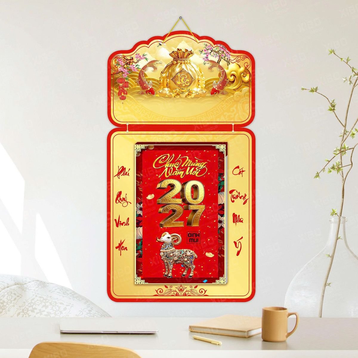 Lịch Khánh Gỗ Lamina 2 Đầu 2027 LM2D_043 - Quà Tặng Thủy Tinh