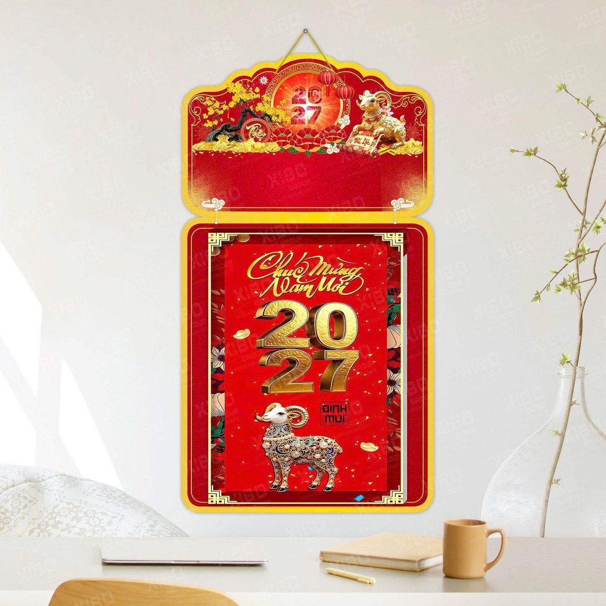Lịch Khánh Gỗ Lamina 2 Đầu 2027 LM2D_044 - Quà Tặng Thủy Tinh