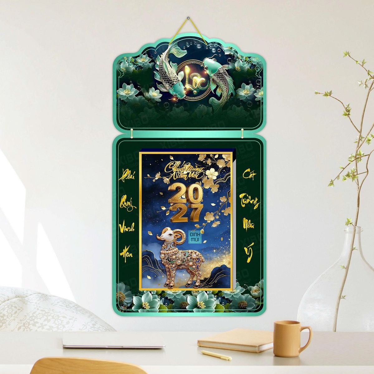 Lịch Khánh Gỗ Lamina 2 Đầu 2027 LM2D_045 - Quà Tặng Thủy Tinh