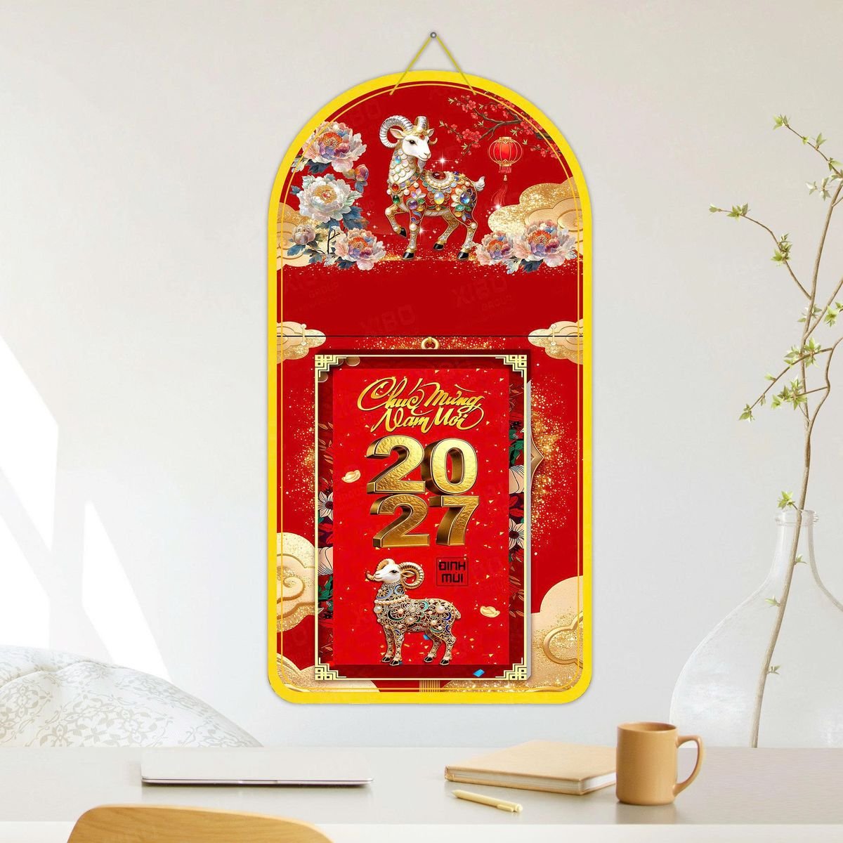Lịch Khánh Gỗ Lamina 2 Đầu 2027 LM2D_048 - Quà Tặng Thủy Tinh
