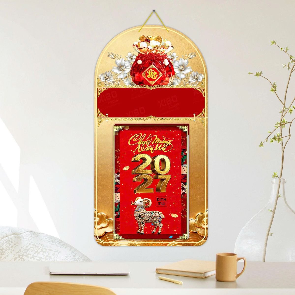 Lịch Khánh Gỗ Lamina 2 Đầu 2027 LM2D_049 - Quà Tặng Thủy Tinh