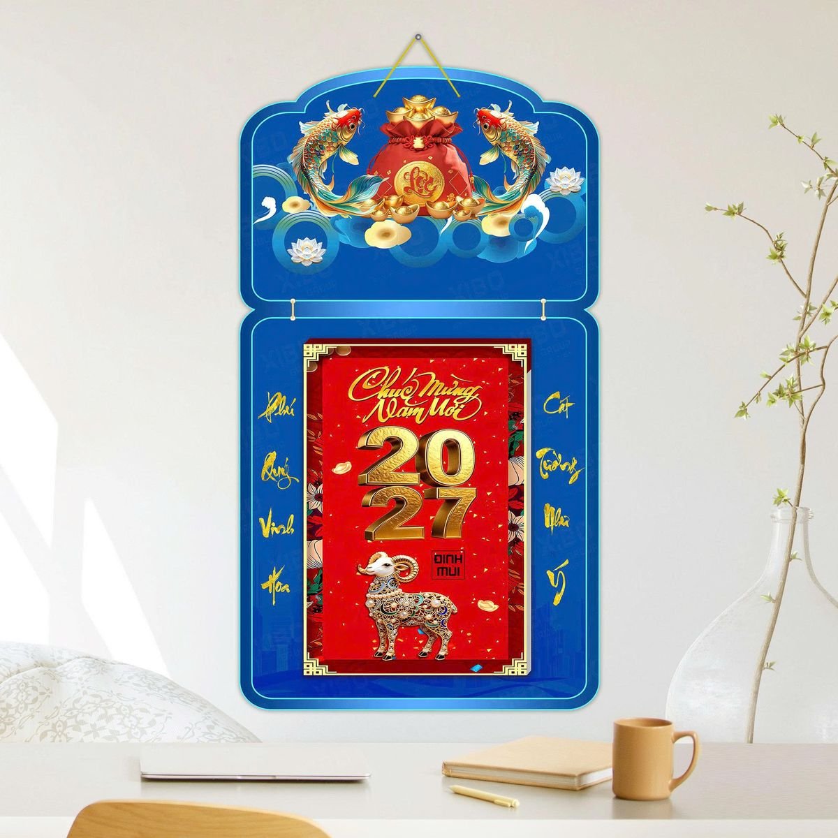 Lịch Khánh Gỗ Lamina 2 Đầu 2027 LM2D_052 - Quà Tặng Thủy Tinh