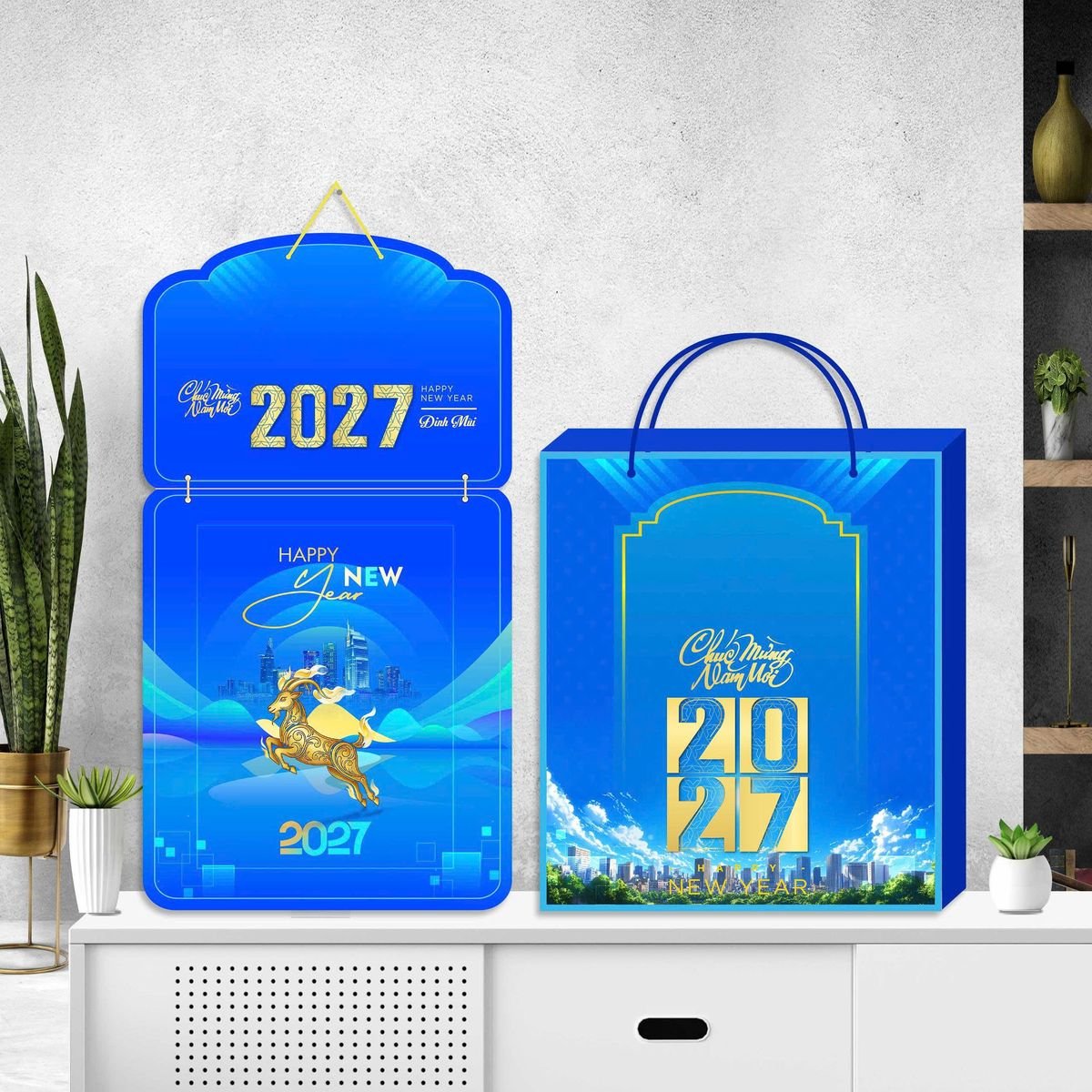 Lịch Khánh Gỗ Lamina 2 Đầu 2027 LM2D_056 - Quà Tặng Thủy Tinh