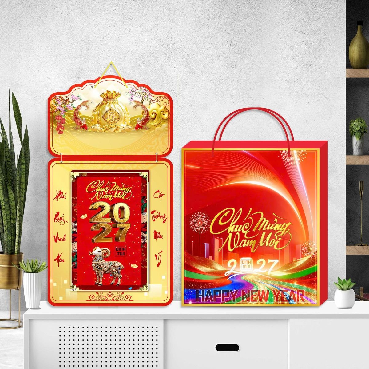 Lịch Khánh Gỗ Lamina 2 Đầu 2027 LM2D_057 - Quà Tặng Thủy Tinh