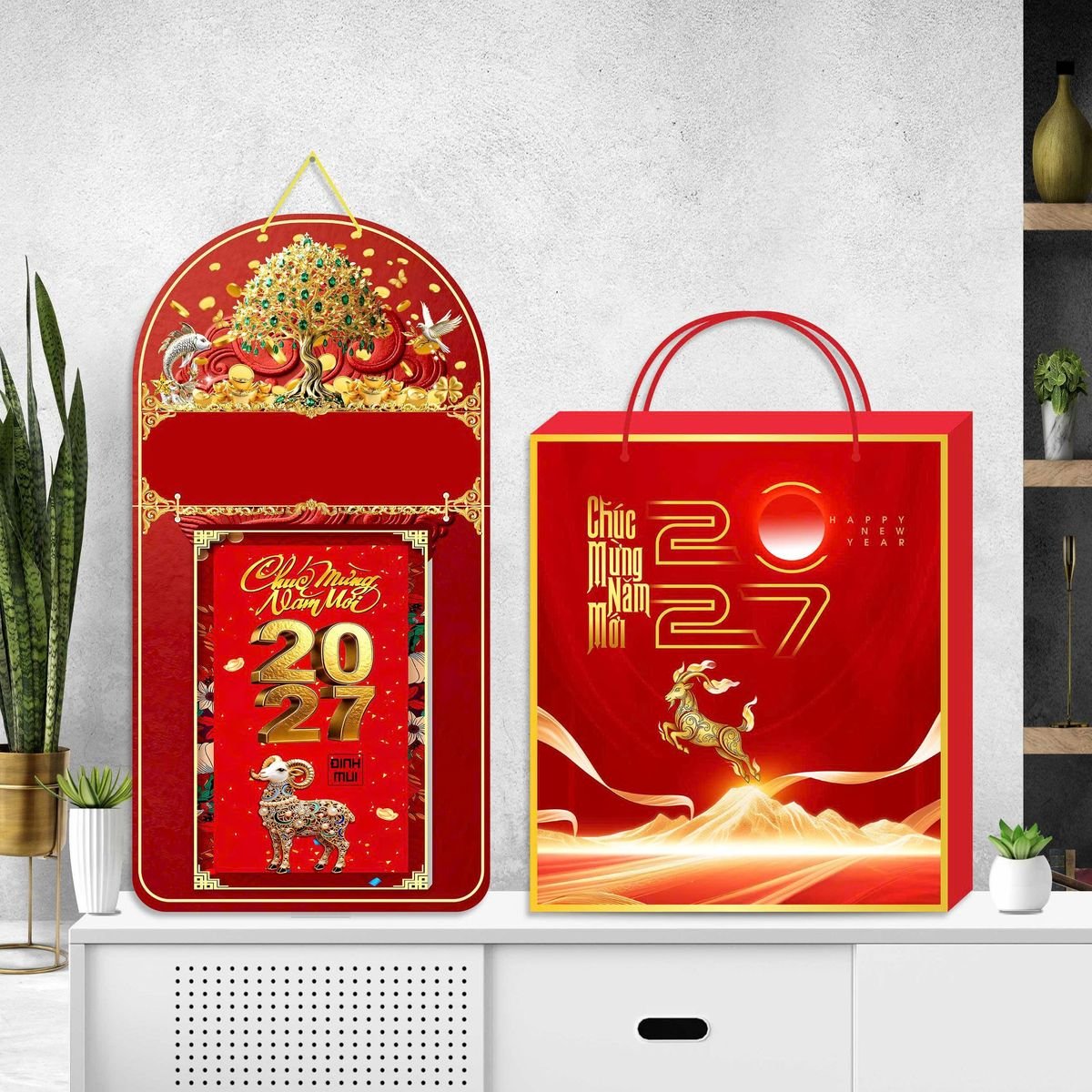 Lịch Khánh Gỗ Lamina 2 Đầu 2027 LM2D_058 - Quà Tặng Thủy Tinh