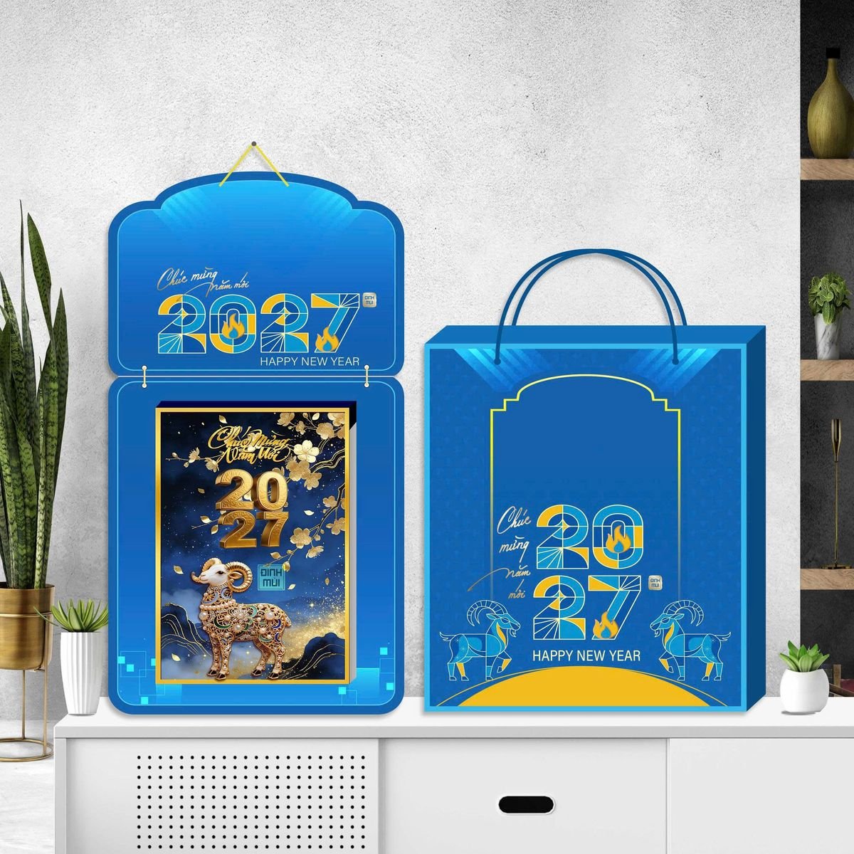 Lịch Khánh Gỗ Lamina 2 Đầu 2027 LM2D_065 - Quà Tặng Thủy Tinh