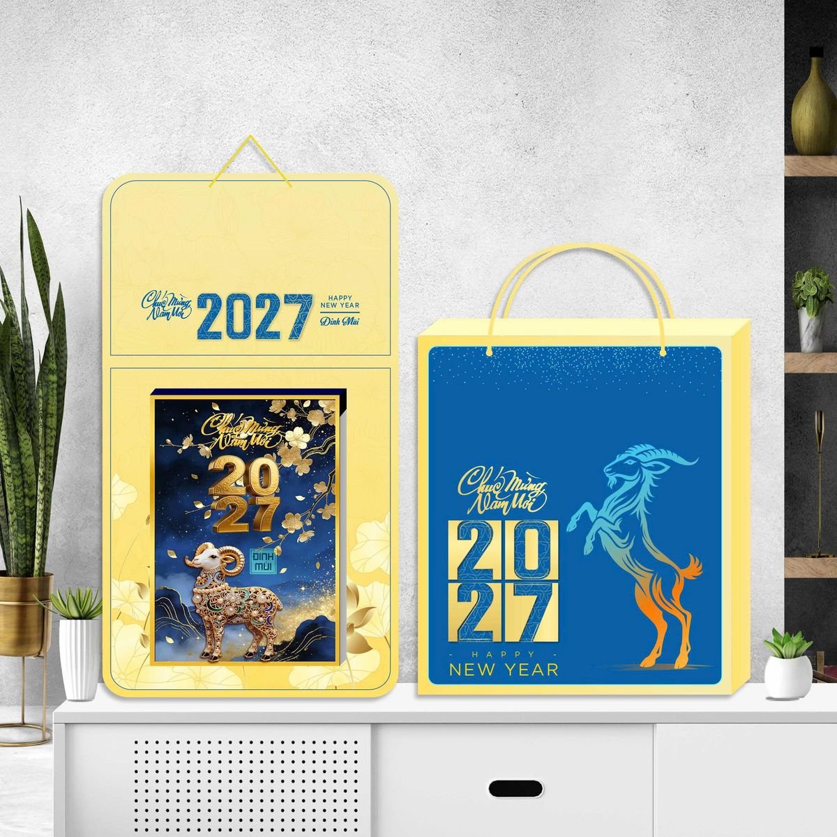 Lịch Khánh Gỗ Lamina 2 Đầu 2027 LM2D_066 - Quà Tặng Thủy Tinh