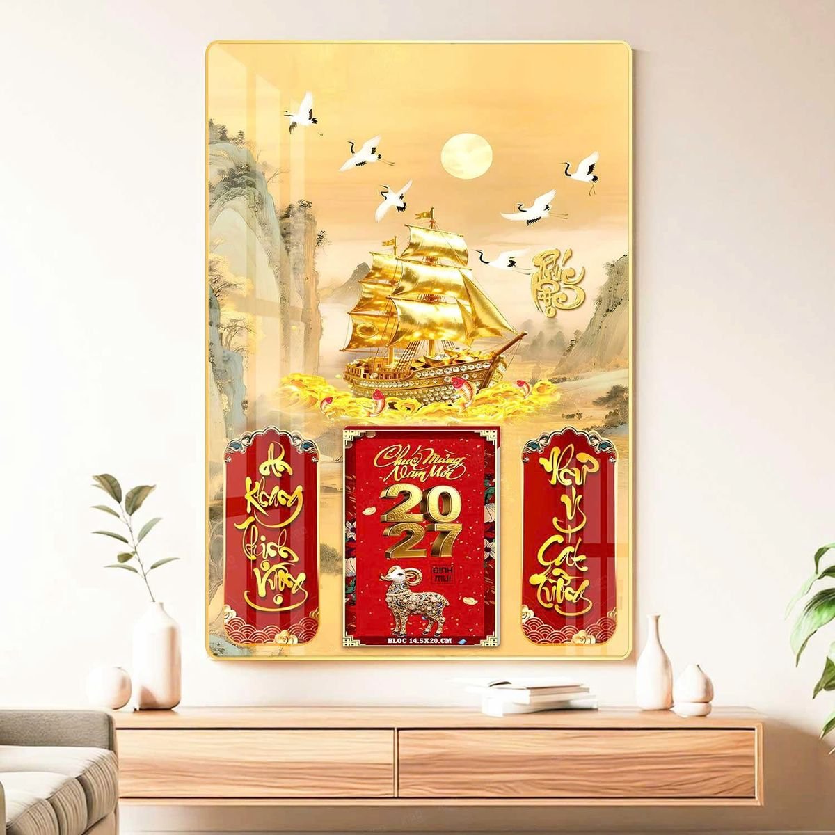 Lịch Gỗ Lamina Cao Cấp 40x60cm 2027 LM406_049 - Quà Tặng Thủy Tinh