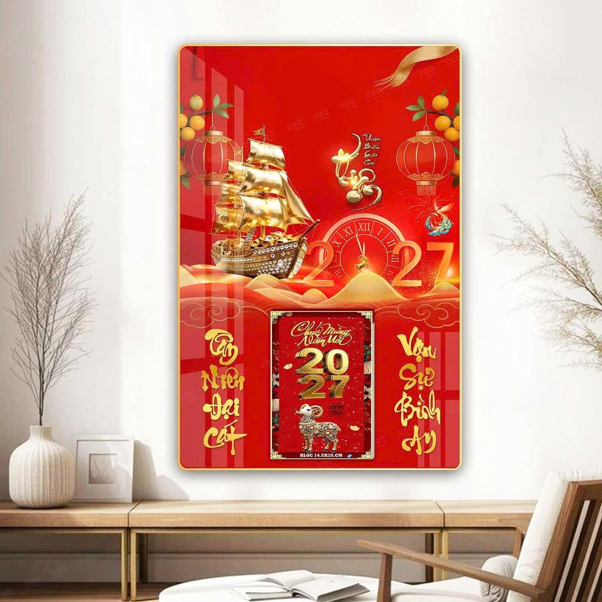 Lịch Gỗ Lamina Cao Cấp 40x60cm 2027 LM406_070 - Quà Tặng Thủy Tinh