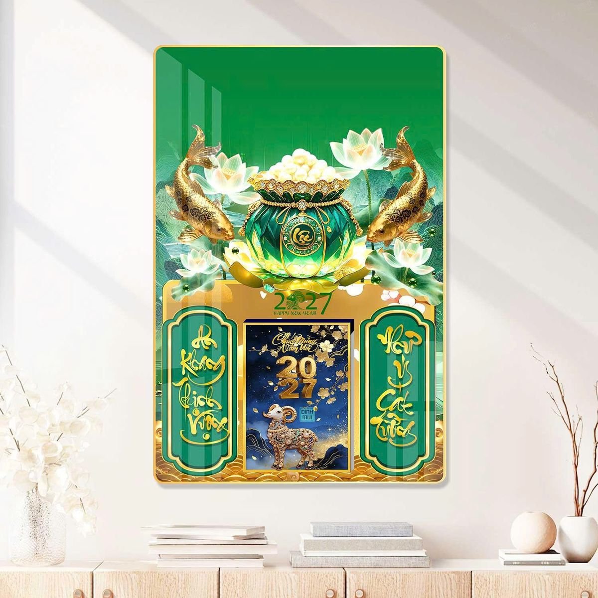 Lịch Gỗ Lamina Cao Cấp 40x60cm 2027 LM406_080 - Quà Tặng Thủy Tinh