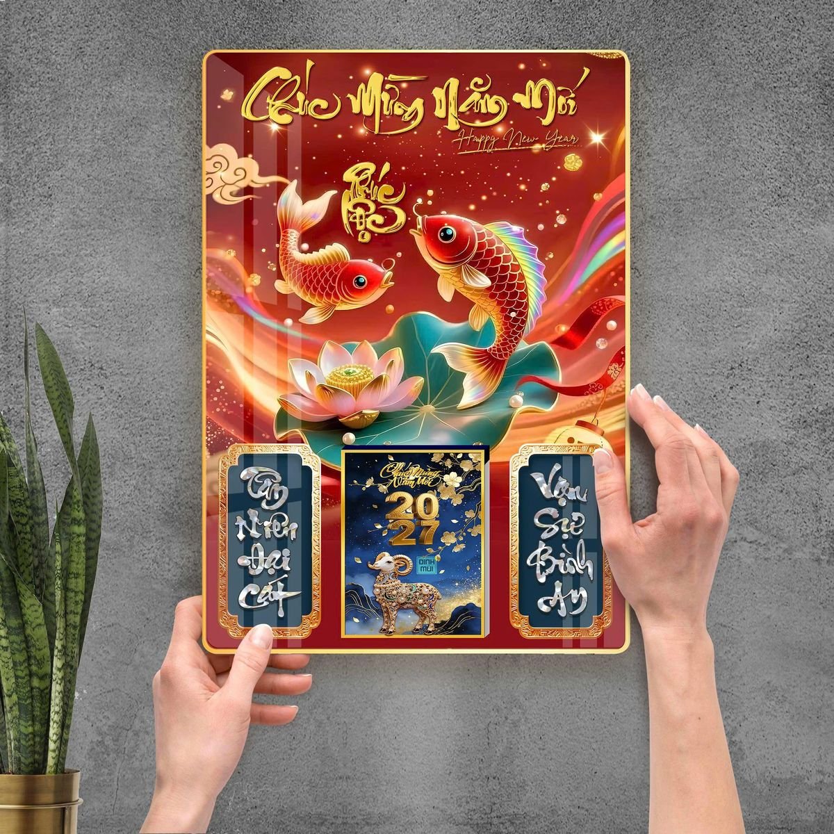 Lịch Gỗ Lamina Cao Cấp 40x60cm 2027 LM406_102 - Quà Tặng Thủy Tinh