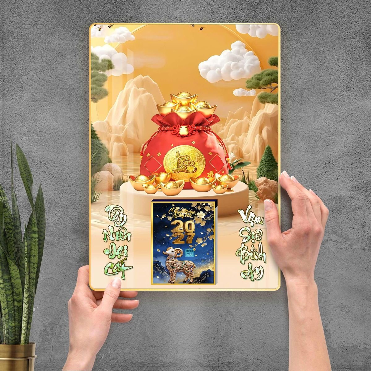Lịch Gỗ Lamina Cao Cấp 40x60cm 2027 LM406_112 - Quà Tặng Thủy Tinh