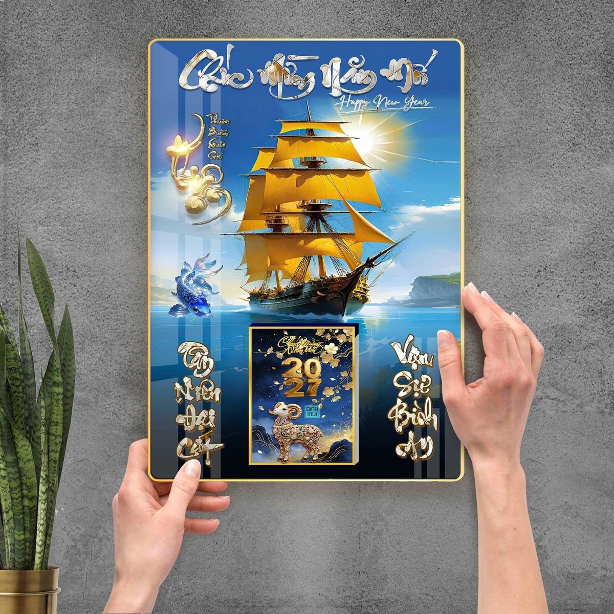Lịch Gỗ Lamina Cao Cấp 40x60cm 2027 LM406_113 - Quà Tặng Thủy Tinh