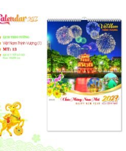 Lịch Treo Tường Lò Xo 2027 MT Mẫu MT13 (40 x 60cm) Bộ Quà Tặng Doanh Nghiệp Thủy Tinh & Lịch in logo doanh nghiệp quà tặng Tết tại Quà Tặng Thủy Tinh VN