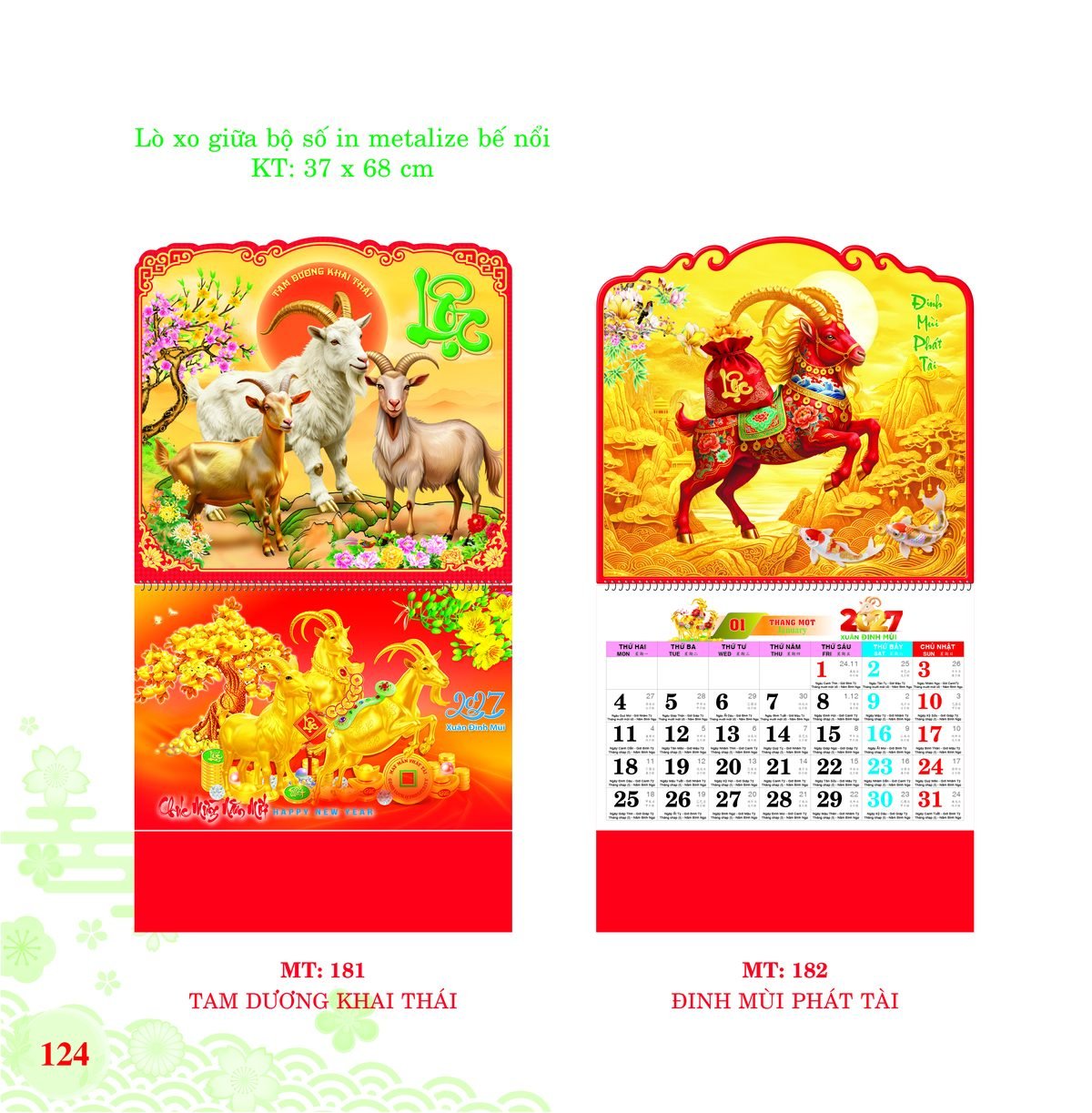 Lịch Treo Tường Lò Xo 2027 MT Mẫu MT182 (37 x 68cm) Bộ Quà Tặng Doanh Nghiệp Thủy Tinh & Lịch Lịch Treo Tường Lò Xo 2027 MT Mẫu MT182 (37 x 68cm) Bộ Quà Tặng Doanh Nghiệp Thủy Tinh & Lịch in logo doanh nghiệp quà tặng Tết tại Quà Tặng Thủy Tinh VN