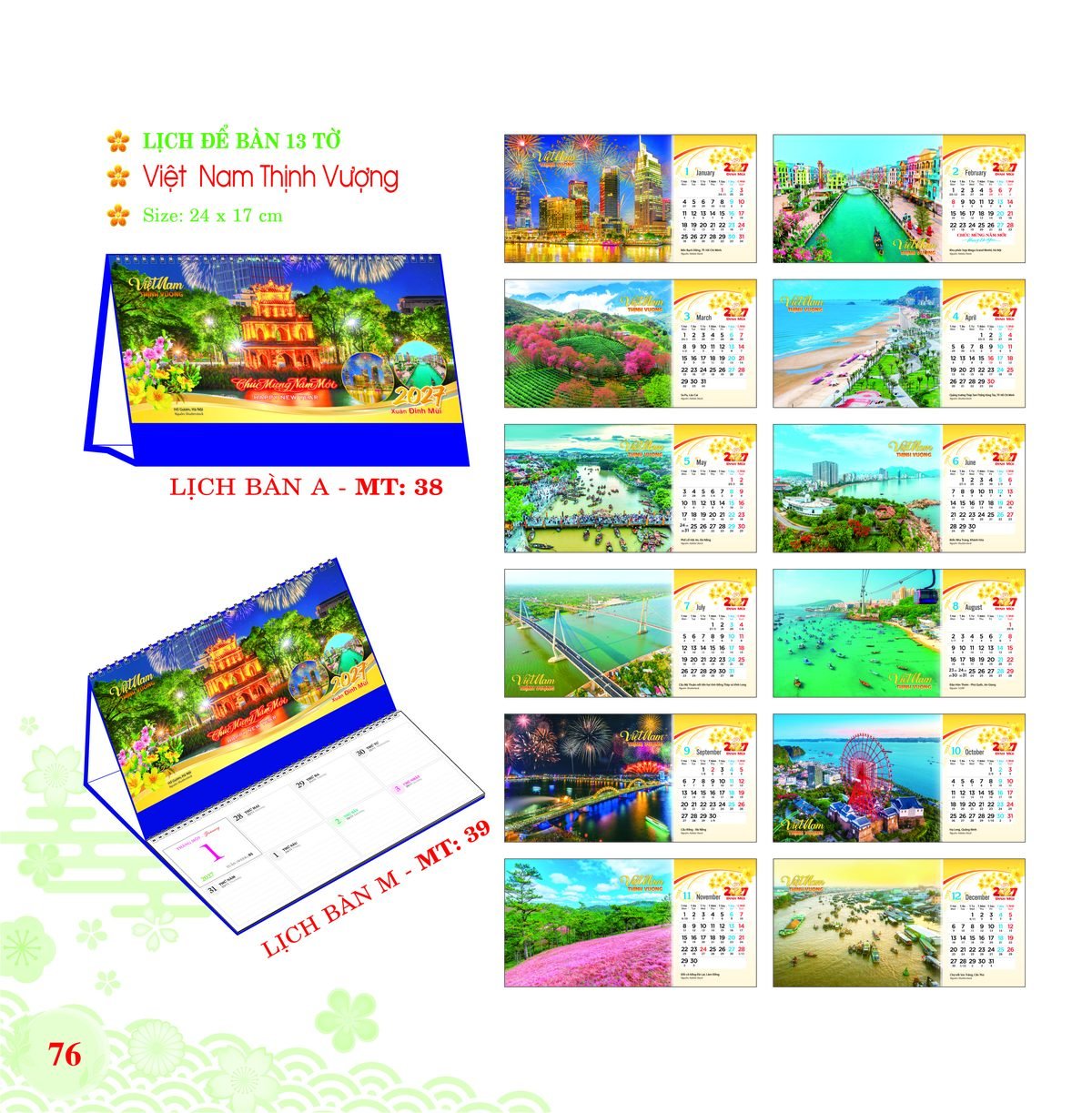 Lịch Để Bàn 2027 MT Mẫu MT38 (24 x 17cm) Bộ Quà Tặng Doanh Nghiệp Thủy Tinh & Lịch Lịch Để Bàn 2027 MT Mẫu MT38 (24 x 17cm) Bộ Quà Tặng Doanh Nghiệp Thủy Tinh & Lịch in logo doanh nghiệp quà tặng Tết tại Quà Tặng Thủy Tinh VN