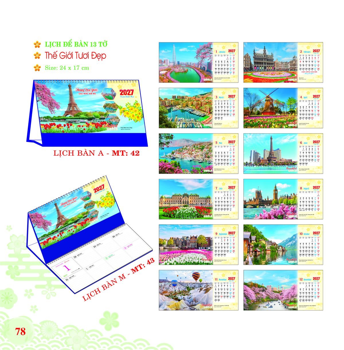 Lịch Để Bàn 2027 MT Mẫu MT42 (24 x 17cm) Bộ Quà Tặng Doanh Nghiệp Thủy Tinh & Lịch Lịch Để Bàn 2027 MT Mẫu MT42 (24 x 17cm) Bộ Quà Tặng Doanh Nghiệp Thủy Tinh & Lịch in logo doanh nghiệp quà tặng Tết tại Quà Tặng Thủy Tinh VN