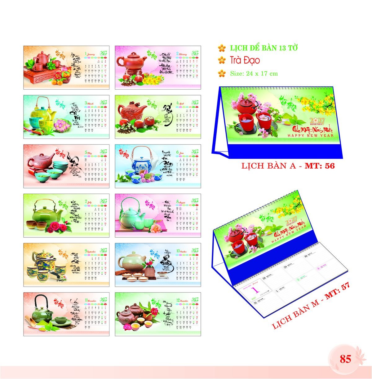 Lịch Để Bàn 2027 MT Mẫu MT56 (24 x 17cm) Bộ Quà Tặng Doanh Nghiệp Thủy Tinh & Lịch Lịch Để Bàn 2027 MT Mẫu MT56 (24 x 17cm) Bộ Quà Tặng Doanh Nghiệp Thủy Tinh & Lịch in logo doanh nghiệp quà tặng Tết tại Quà Tặng Thủy Tinh VN
