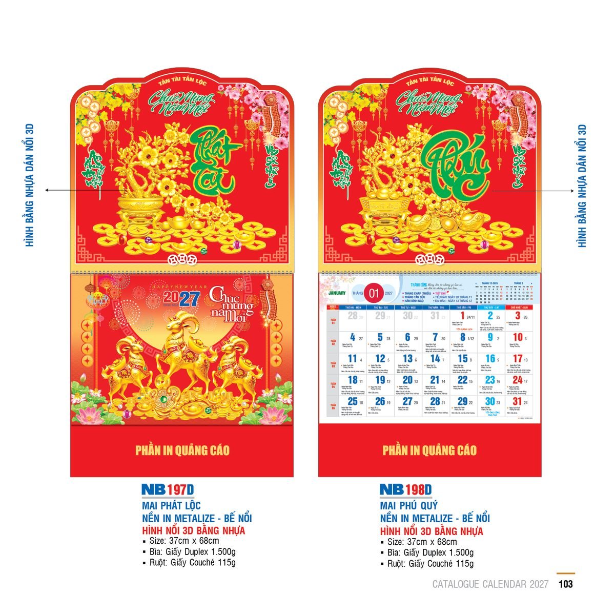 Lịch Bìa Treo 2027 NB Mẫu NB197D (29 x 41 cm) Bộ Quà Tặng Doanh Nghiệp Thủy Tinh & Lịch Lịch Bìa Treo 2027 NB Mẫu NB197D (29 x 41 cm) Bộ Quà Tặng Doanh Nghiệp Thủy Tinh & Lịch in logo doanh nghiệp quà tặng Tết tại Quà Tặng Thủy Tinh VN