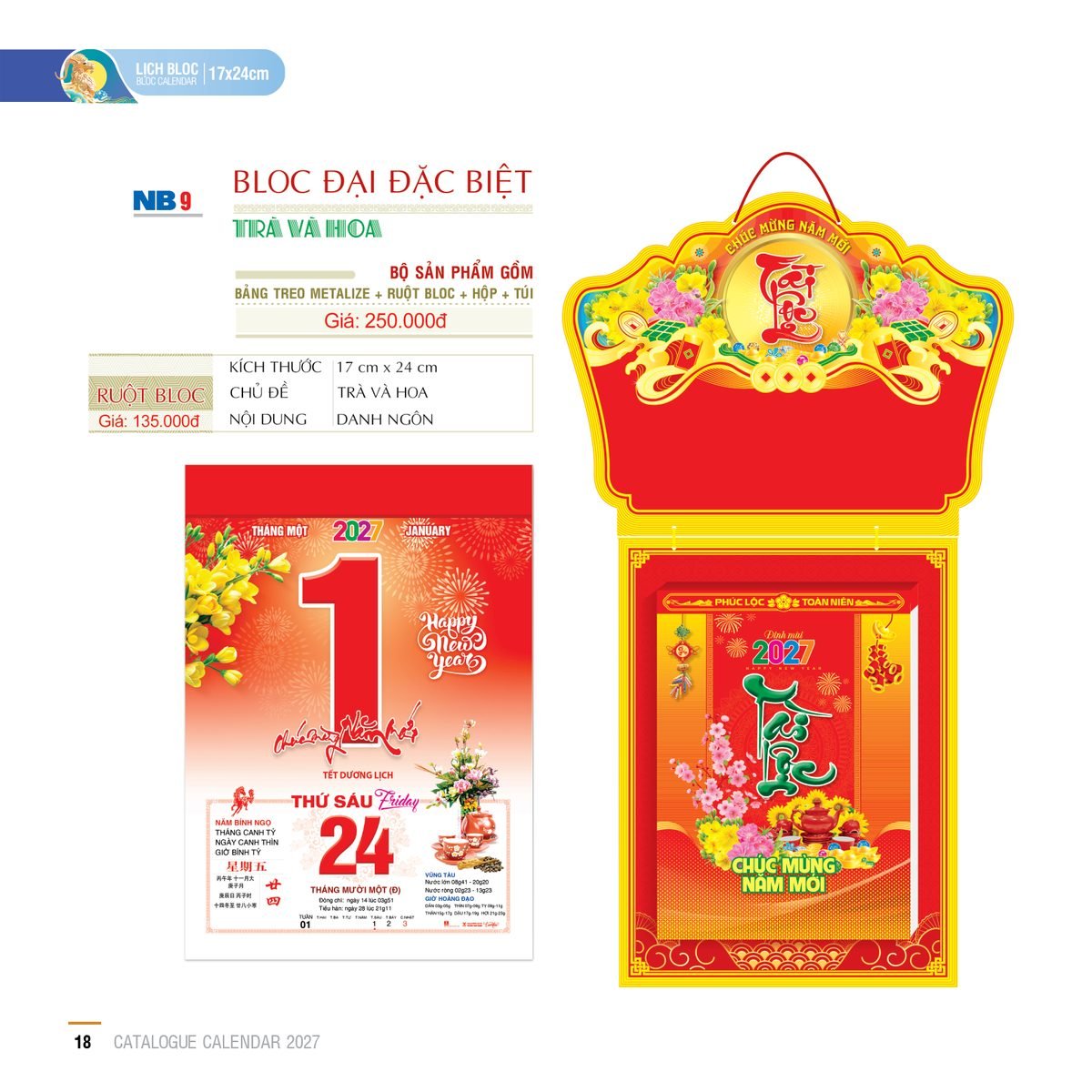 Lịch Bloc Đại Đặc Biệt 2027 NB Mẫu NB9 (17 x 24cm) Bộ Quà Tặng Doanh Nghiệp Thủy Tinh & Lịch Lịch Bloc Đại Đặc Biệt 2027 NB Mẫu NB9 (17 x 24cm) Bộ Quà Tặng Doanh Nghiệp Thủy Tinh & Lịch in logo doanh nghiệp quà tặng Tết tại Quà Tặng Thủy Tinh VN