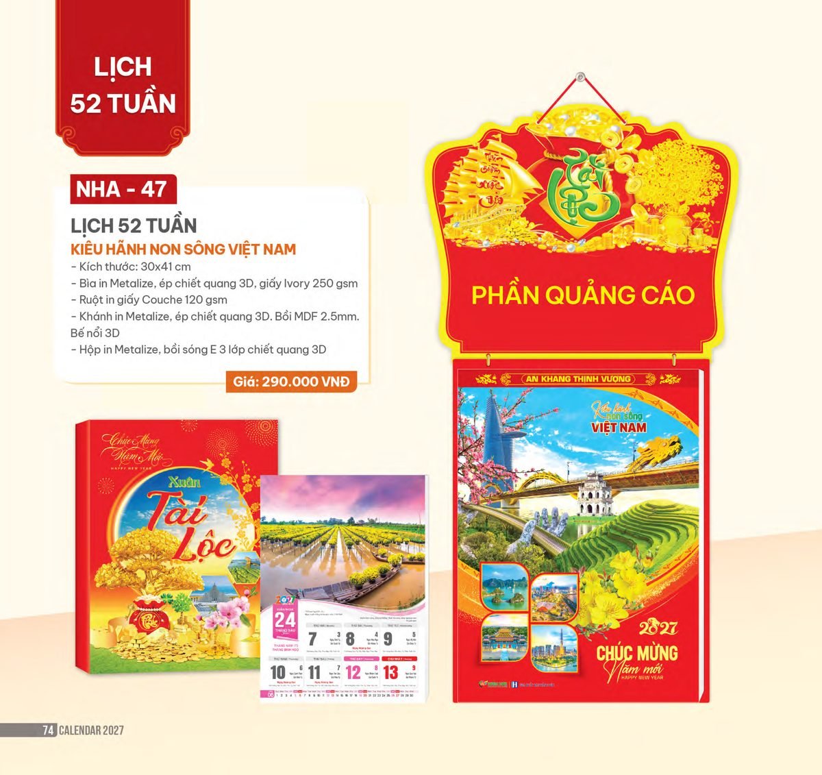 Lịch 52 Tuần 2027 NHA Mẫu NHA47 (30 x 41cm) Bộ Quà Tặng Doanh Nghiệp Thủy Tinh & Lịch Lịch 52 Tuần 2027 NHA Mẫu NHA47 (30 x 41cm) Bộ Quà Tặng Doanh Nghiệp Thủy Tinh & Lịch in logo doanh nghiệp quà tặng Tết tại Quà Tặng Thủy Tinh VN