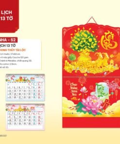 Lịch Bìa Treo 2027 NHA Mẫu NHA52 (37 x 68cm) Bộ Quà Tặng Doanh Nghiệp Thủy Tinh & Lịch in logo doanh nghiệp quà tặng Tết tại Quà Tặng Thủy Tinh VN
