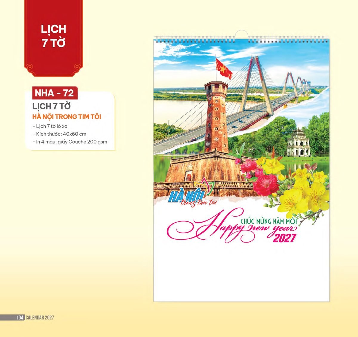 Lịch Treo Tường Lò Xo 2027 NHA Mẫu NHA72 (40 x 60cm) Bộ Quà Tặng Doanh Nghiệp Thủy Tinh & Lịch Lịch Treo Tường Lò Xo 2027 NHA Mẫu NHA72 (40 x 60cm) Bộ Quà Tặng Doanh Nghiệp Thủy Tinh & Lịch in logo doanh nghiệp quà tặng Tết tại Quà Tặng Thủy Tinh VN