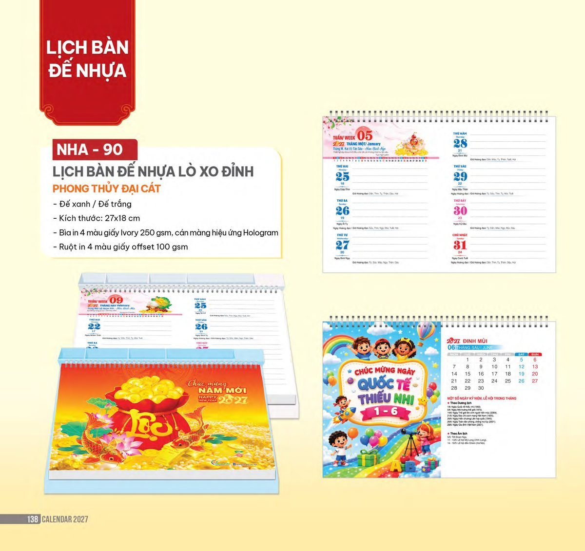 Lịch Để Bàn 2027 NHA Mẫu NHA89 (27 x 18cm) Bộ Quà Tặng Doanh Nghiệp Thủy Tinh & Lịch Lịch Để Bàn 2027 NHA Mẫu NHA89 (27 x 18cm) Bộ Quà Tặng Doanh Nghiệp Thủy Tinh & Lịch in logo doanh nghiệp quà tặng Tết tại Quà Tặng Thủy Tinh VN