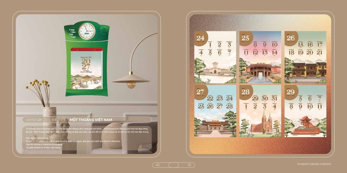 Lịch Bloc Cao Cấp SH 2027 SH15 Bộ Quà Tặng Doanh Nghiệp Thủy Tinh & Lịch