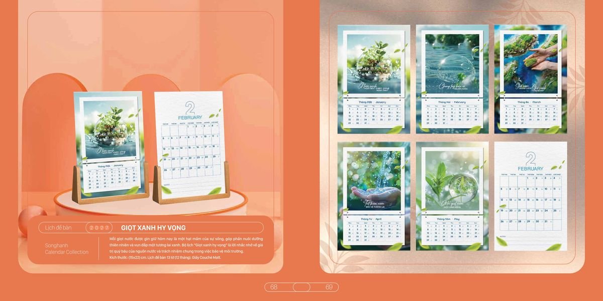 Lịch Bloc Cao Cấp SH 2027 SH29 Bộ Quà Tặng Doanh Nghiệp Thủy Tinh & Lịch