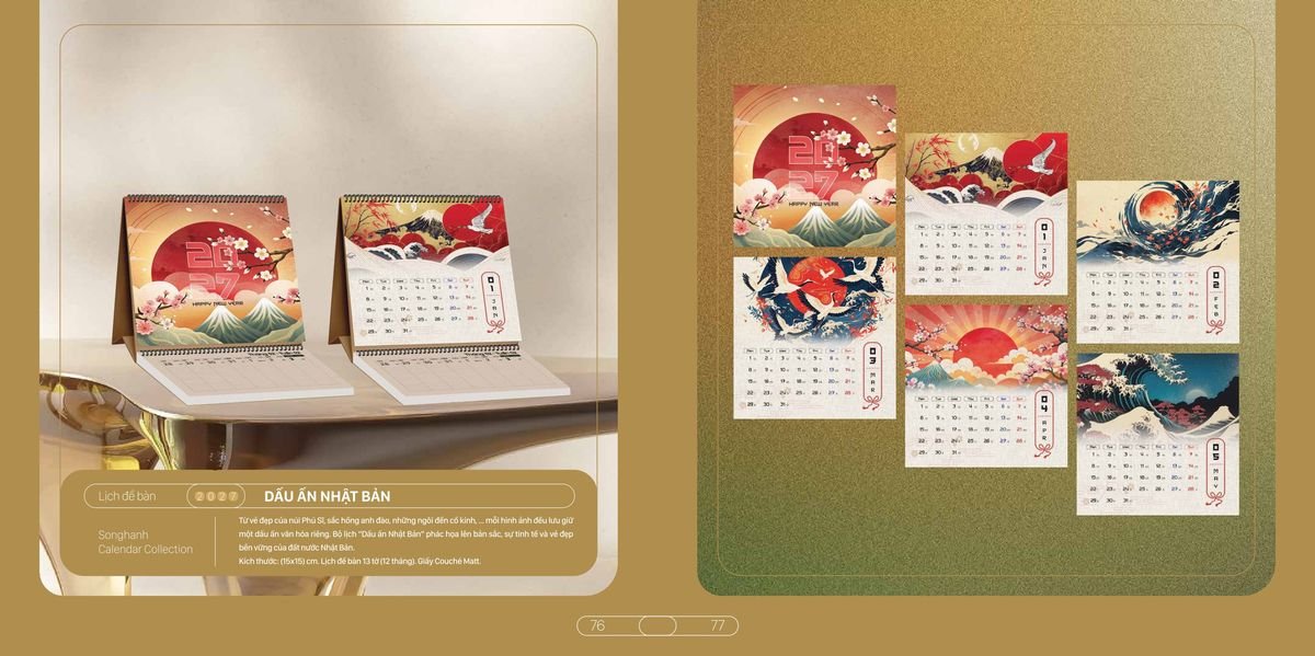 Lịch Bloc Cao Cấp SH 2027 SH33 Bộ Quà Tặng Doanh Nghiệp Thủy Tinh & Lịch