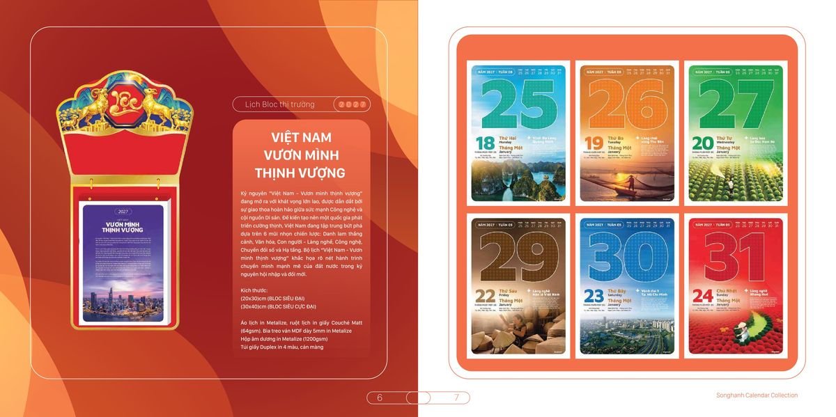 Lịch Bloc Cao Cấp SH 2027 SH46 Bộ Quà Tặng Doanh Nghiệp Thủy Tinh & Lịch