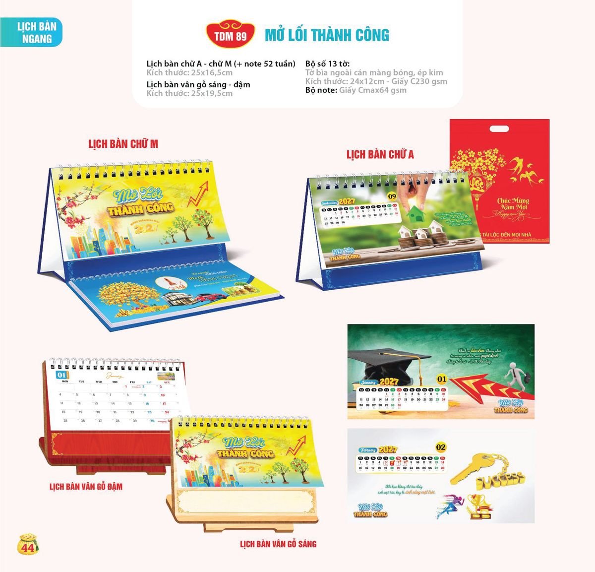 Lịch Bloc Siêu Cực Đại 2027 TDM41 Bộ Quà Tặng Doanh Nghiệp Thủy Tinh & Lịch
