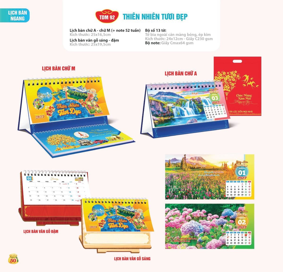 Lịch Bloc Siêu Cực Đại 2027 TDM47 Bộ Quà Tặng Doanh Nghiệp Thủy Tinh & Lịch