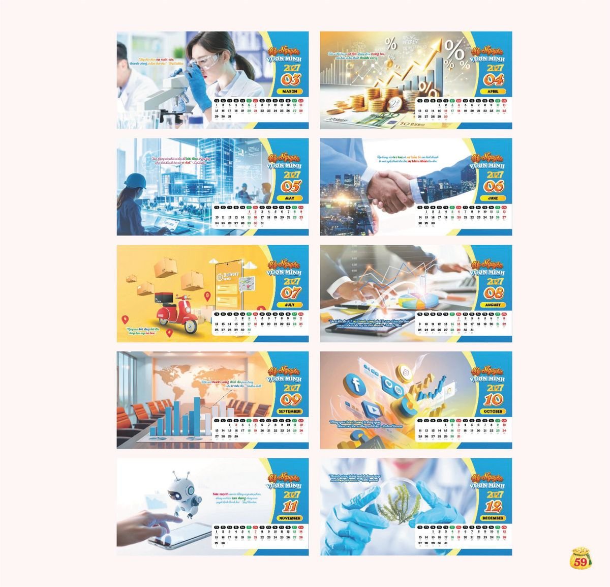 Lịch Bloc Siêu Cực Đại 2027 TDM57 Bộ Quà Tặng Doanh Nghiệp Thủy Tinh & Lịch